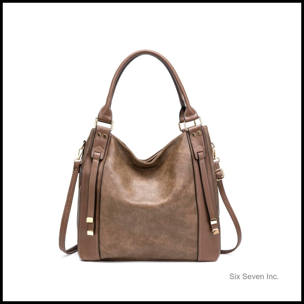 Soft Vegan Leather Tote Bag Slouchy Hobo Shoulder Purse Adjustable Strap Large